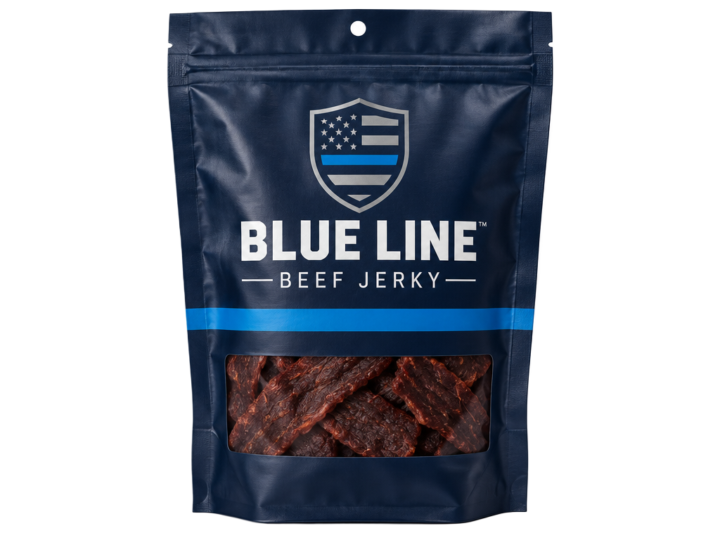 Blue Line Beef Jerky bag mockup